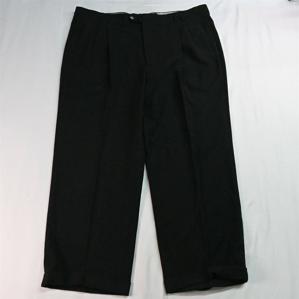 St. Croix 42 x 30 Black Ribbed Pleated Cuffed Dress Pants‎
